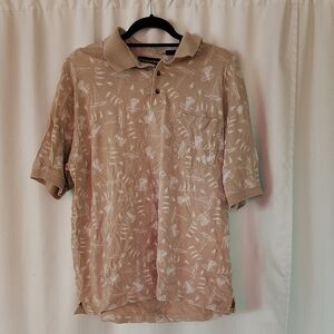 Roundtree & Yorke Tan Patterned Polo Shirt